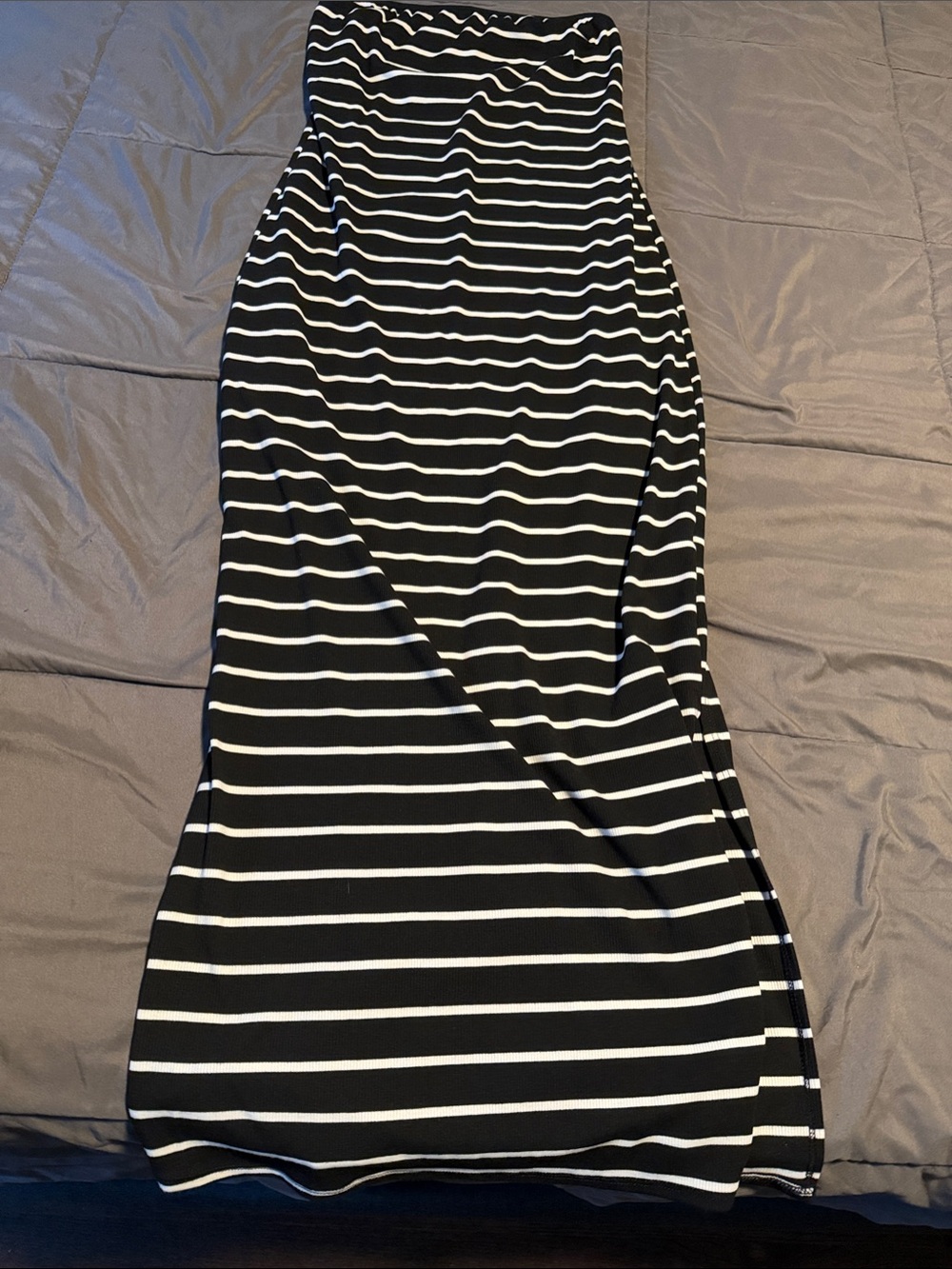 Black and White Striped Women’s Maxi Skirt